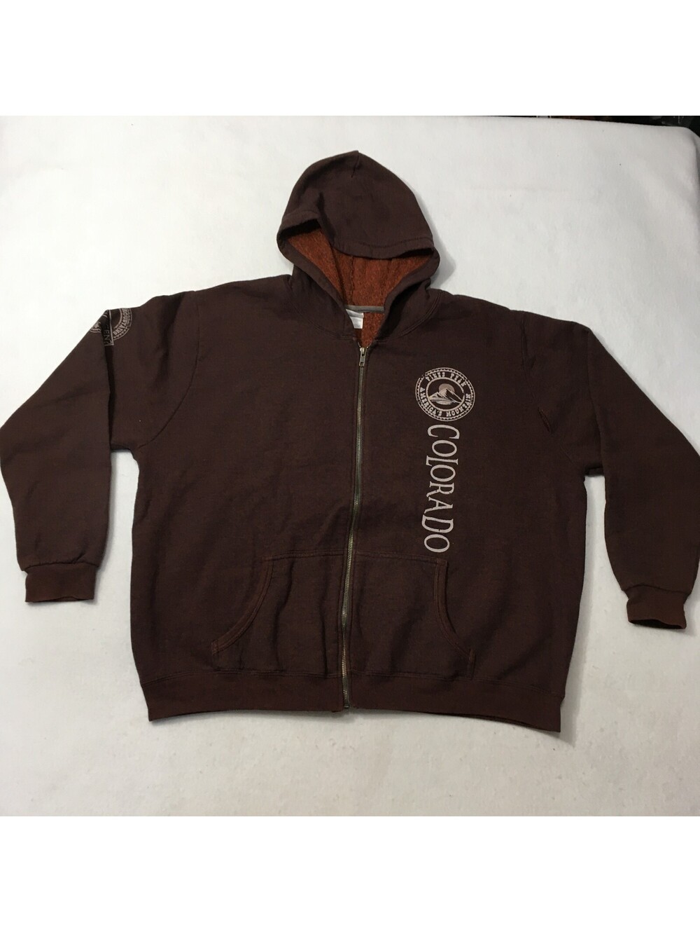 Colorado Hoodie Mens 2XL BURGUNDY BROWN Pullover Fleece Sweatshirt ripped
